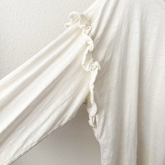 PILCRO x ANTHROPOLOGIE | Off White Ruffled Open-Back Tunic Tee Top | Size XL - Picture 5 of 7